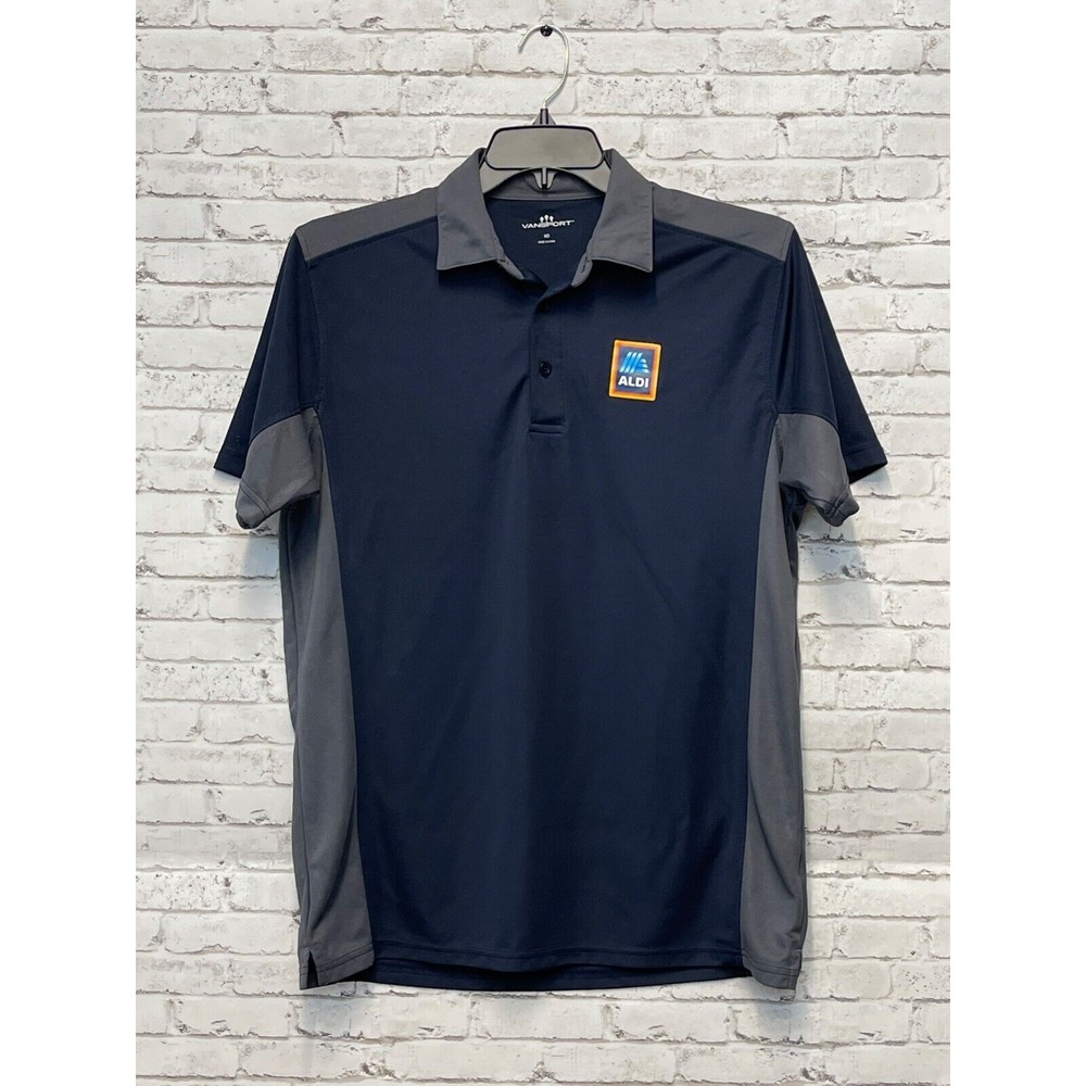 Vansport Aldi Polo Shirt Men's Size Medium M Blue Aldi Short Sleeves No Tag